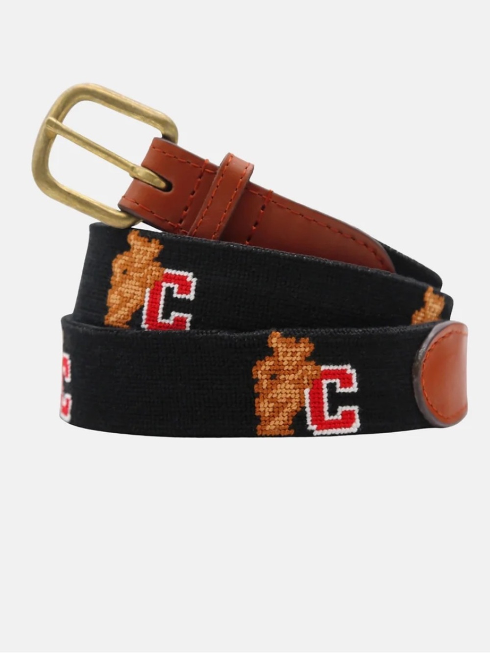 Smathers & Branson Cornell University Needlepoint  Belt ~Black/ Leather Size 49